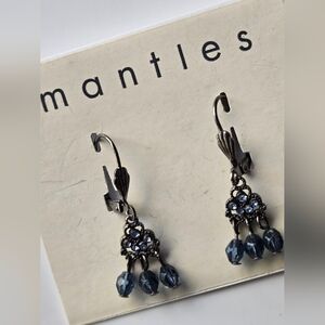 NEW💫Silvertone Blue Bead Chandelier Earrings